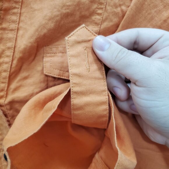 KIM Kim Rogers Women's Orange 100% Linen Roll Tab Button Up Safari Shirt Sz L - Picture 4 of 9